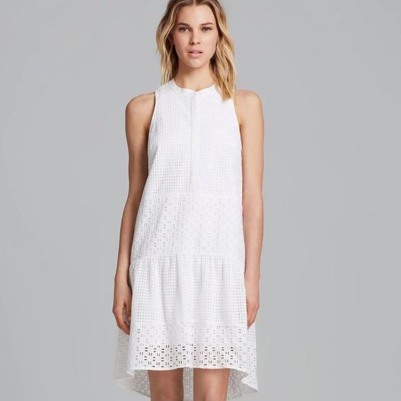 Tibi Dresses & Skirts - Tibi White Eyelet Net Sleeveless Mini Dress